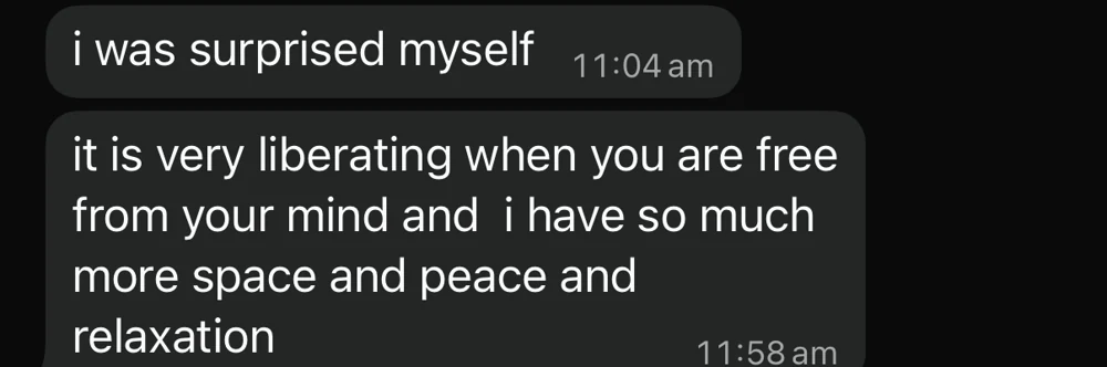 Client message about mental space
