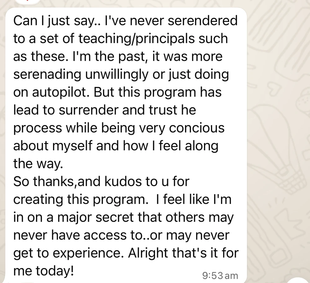 Client message about letting go