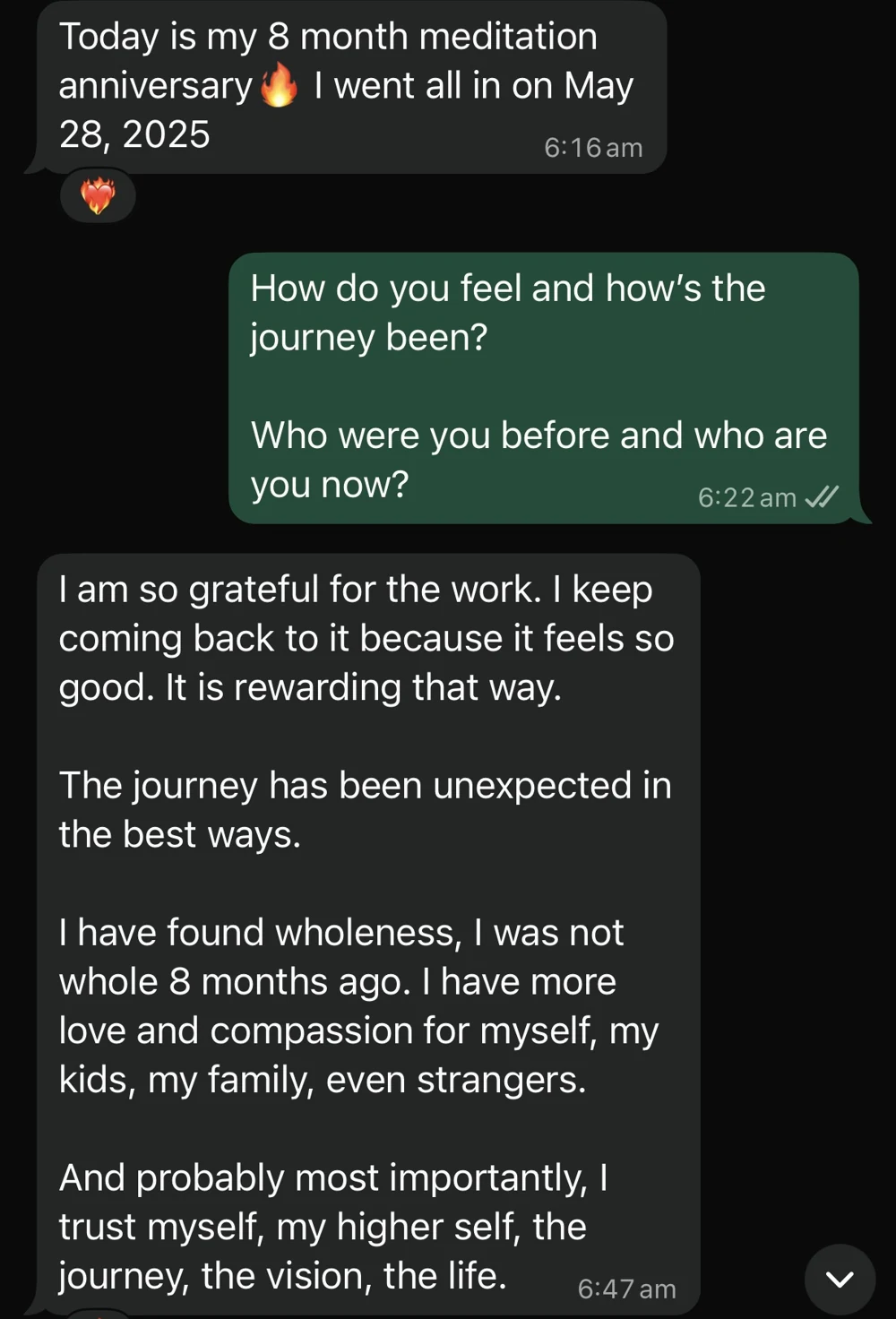 Client message about wholeness